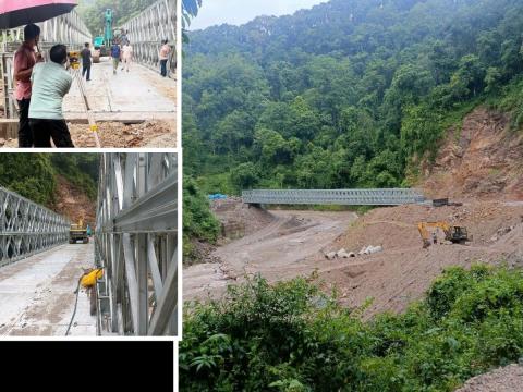 इलाम–झापा द्रुतमार्गको पुवा खोलामा बेलीब्रिजको भार परीक्षण सफल